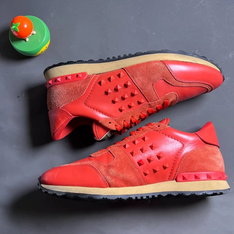 VALENTINO Red Studded Sneakers Size 43
