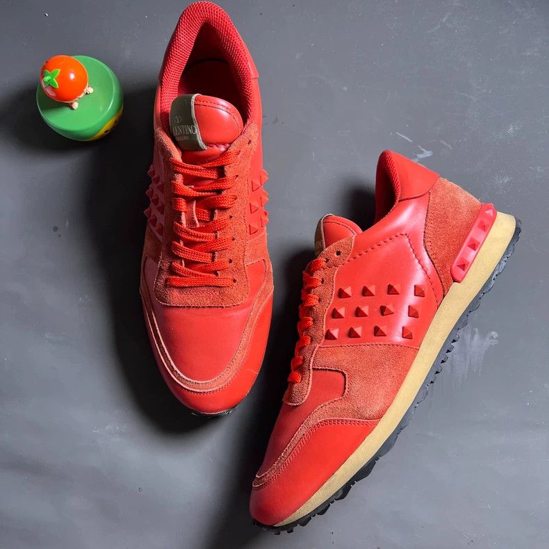 VALENTINO Red Studded Sneakers Size 43