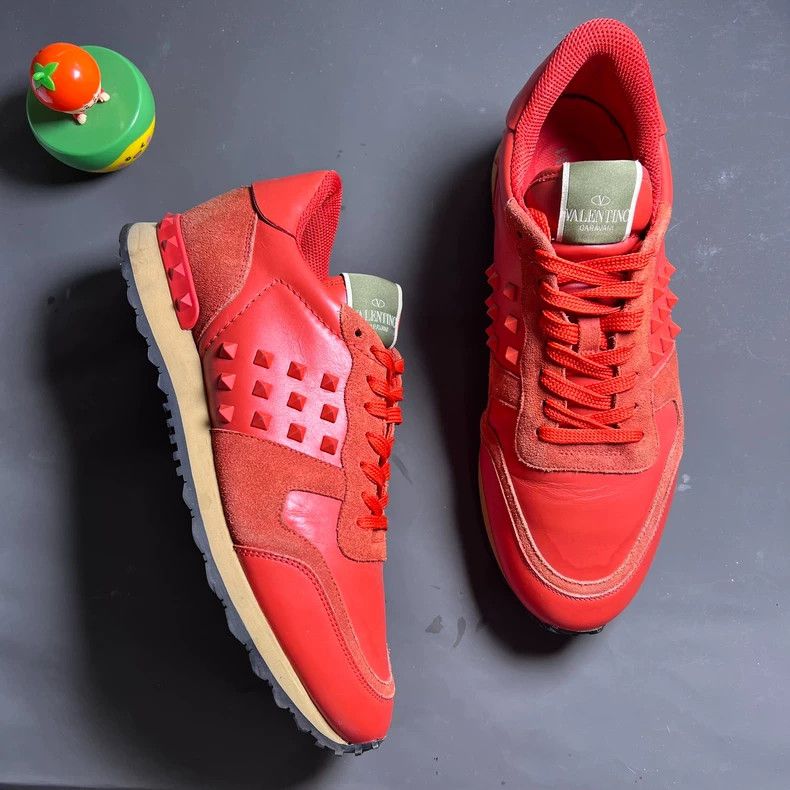 VALENTINO Red Studded Sneakers Size 43