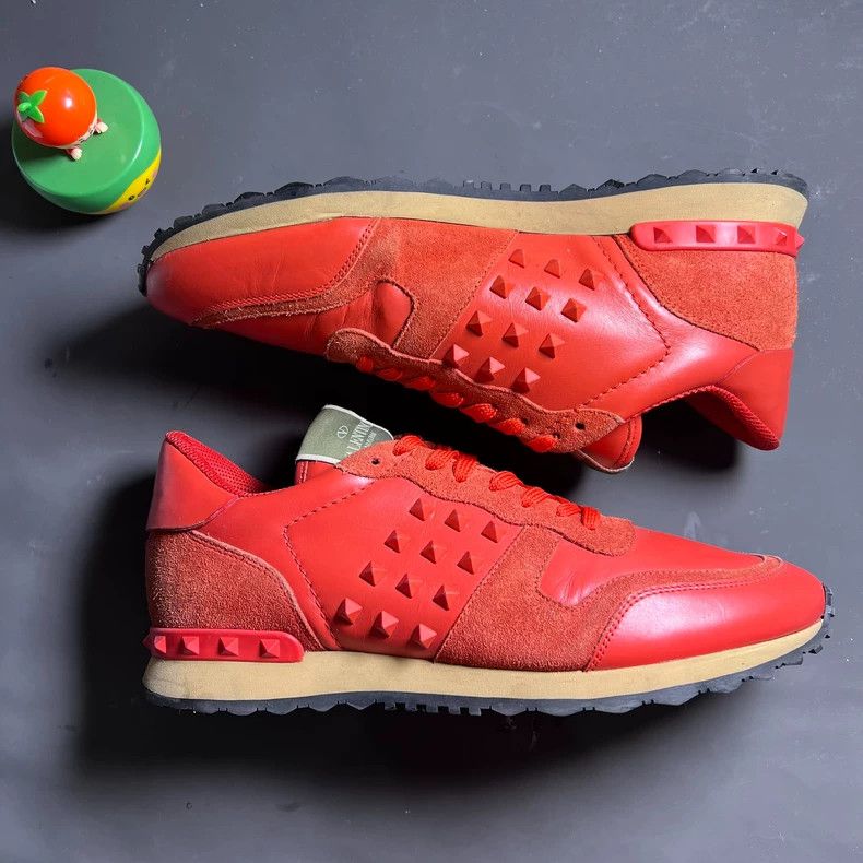 VALENTINO Red Studded Sneakers Size 43