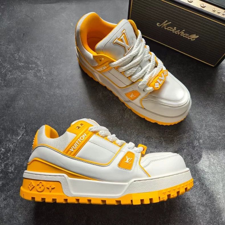 Louis Vuitton LOUIS VUITTON LV TRAINER MAXI Sneakers White Yellow Size US 8.5 / EU 41-42 - 3 Thumbnail