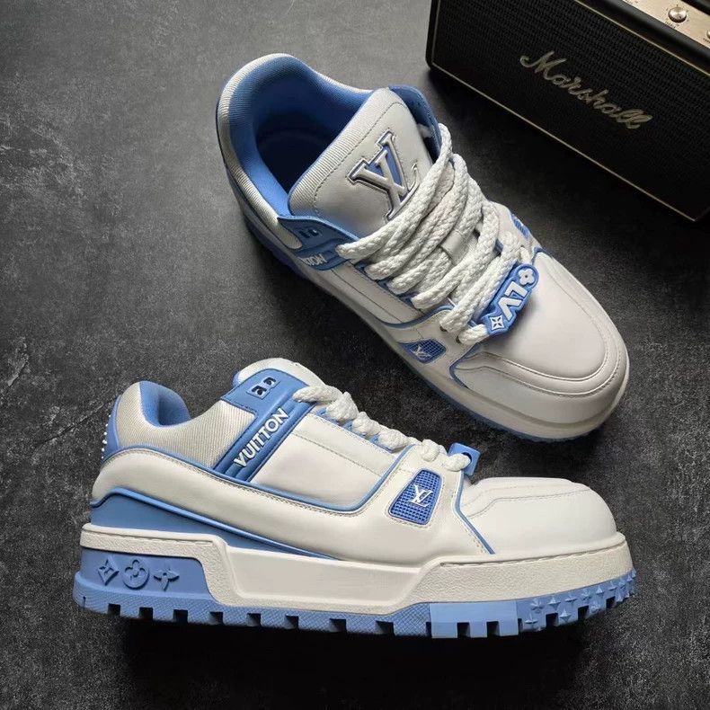 Louis Vuitton Louis Vuitton LV Trainer White Blue Sneakers Size US 10 / EU 43 - 3 Thumbnail