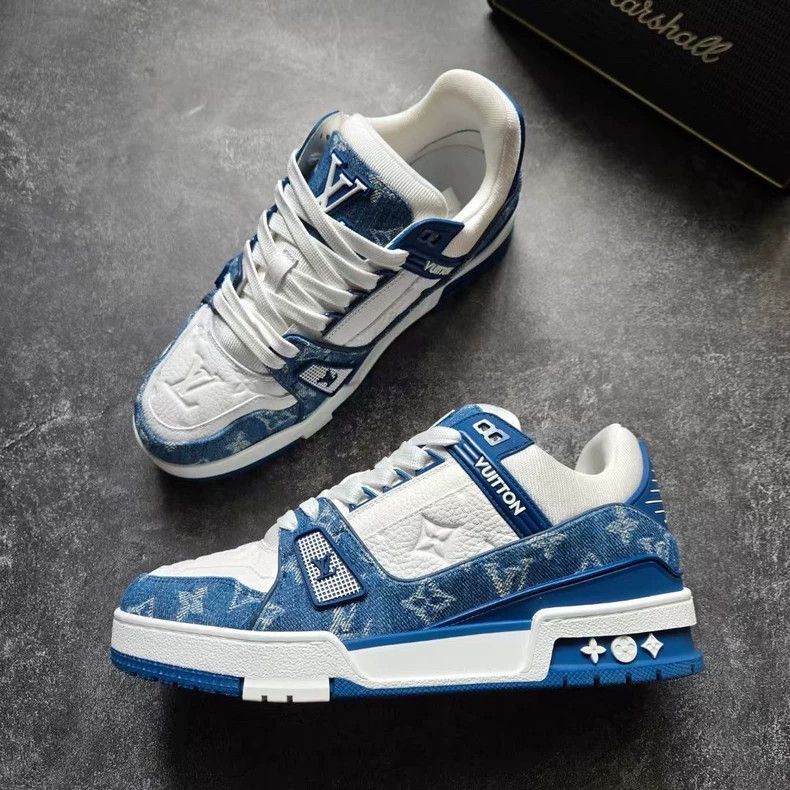 Louis Vuitton Louis Vuitton LV Trainer White Blue Sneakers Size US 5 / EU 37 - 2 Thumbnail