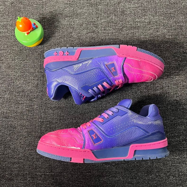 Louis Vuitton LV Trainer Purple Pink Colorful Sneakers Size 41 Size US 7 / EU 40 - 5 Thumbnail