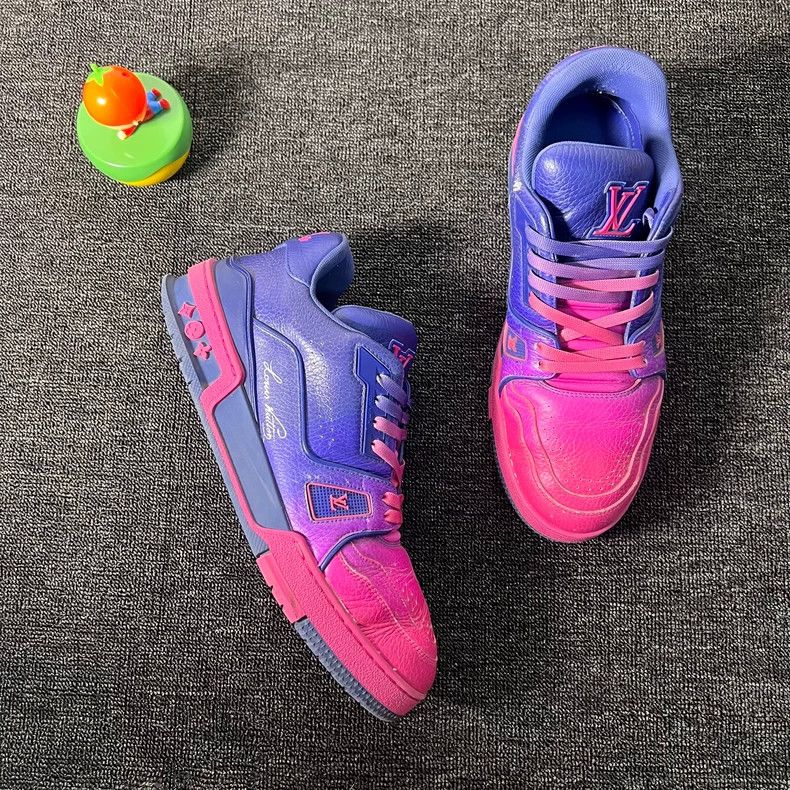 Louis Vuitton LV Trainer Purple Pink Colorful Sneakers Size 41 Size US 7 / EU 40 - 3 Thumbnail