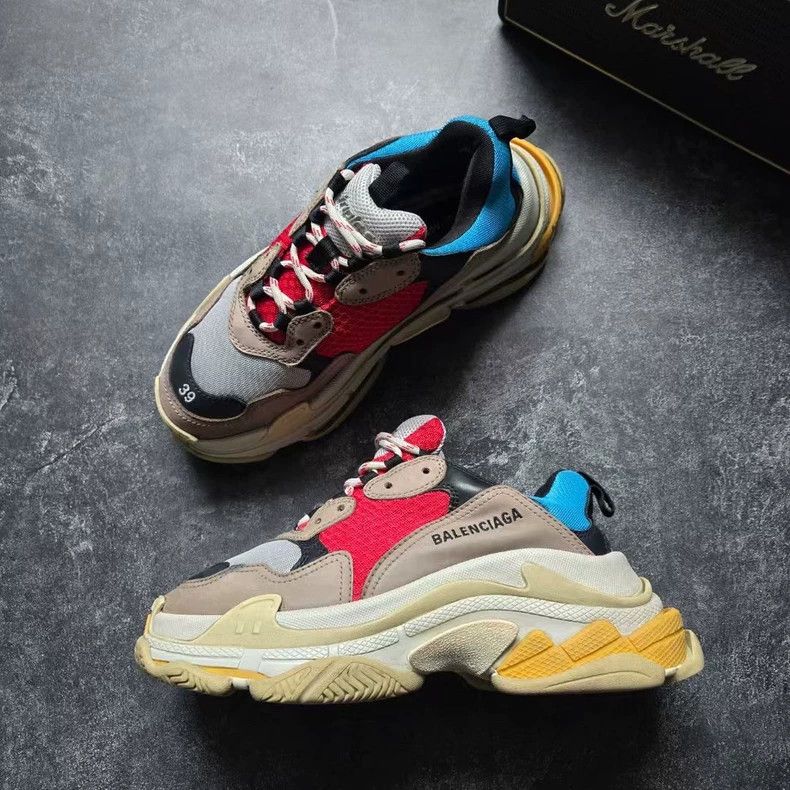 Balenciaga Balenciaga Triple S Red and Blue Sneakers Size US 8 / EU 41 - 2 Thumbnail