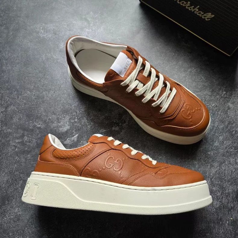 Gucci GUCCI Chunky Brown Leather Sneakers Size 9.5 Size US 9.5 / EU 42-43 - 3 Thumbnail