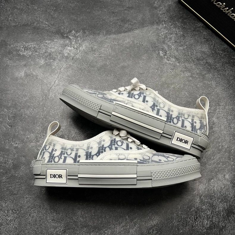 Dior DIOR B23 Gray White Blue Print Sneakers Size US 10 / EU 43 - 4 Thumbnail