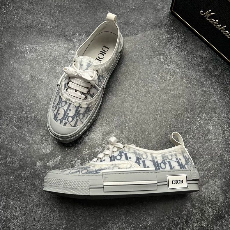 Dior DIOR B23 Gray White Blue Print Sneakers Size US 10 / EU 43 - 2 Thumbnail