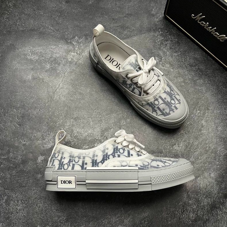 Dior DIOR B23 Gray White Blue Print Sneakers Size US 10 / EU 43 - 3 Thumbnail