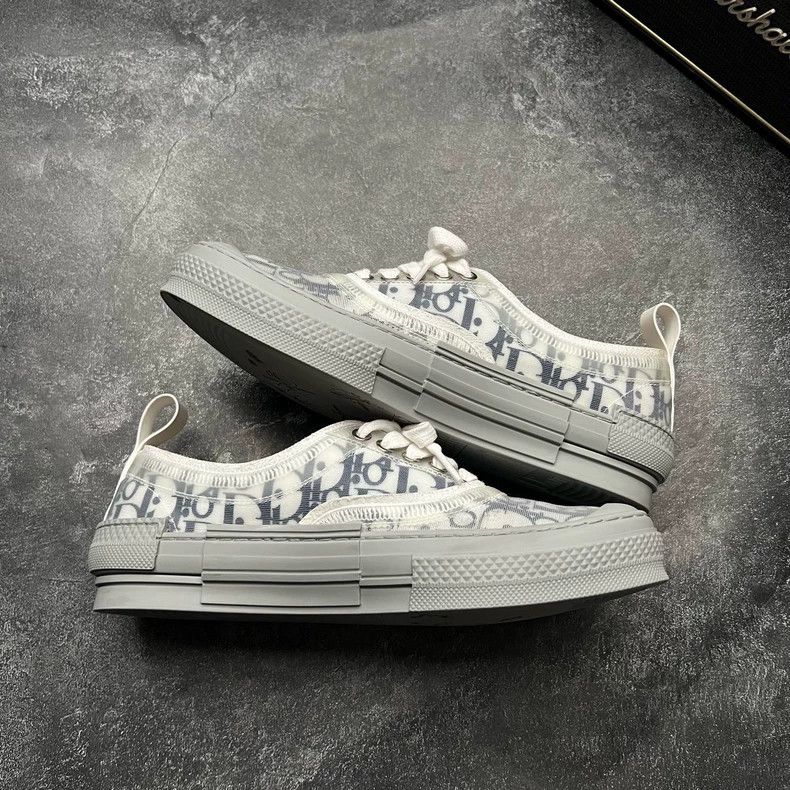 Dior DIOR B23 Gray White Blue Print Sneakers Size US 10 / EU 43 - 5 Thumbnail