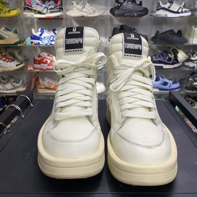 Rick Owens Rick Owens High-Top Sneakers in Ivory White Size US 10.5 / EU 43-44 - 2 Thumbnail