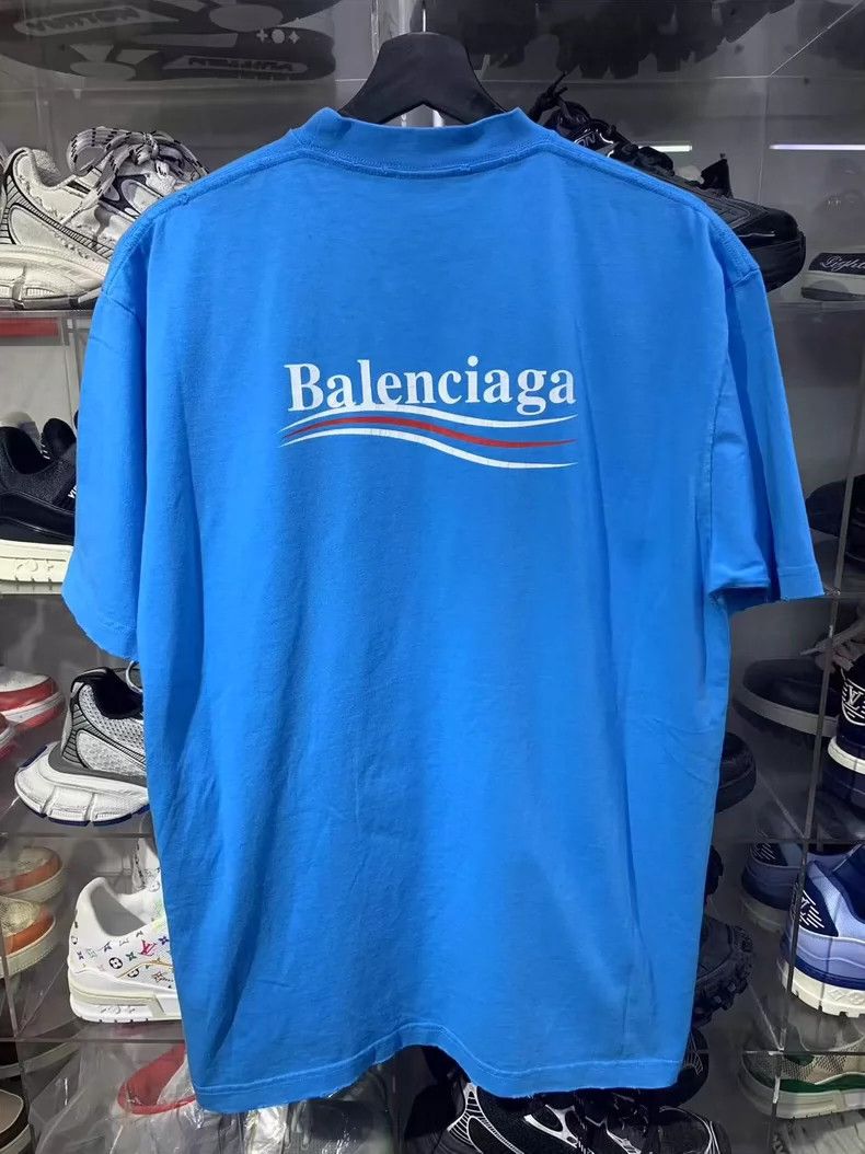 Balenciaga Balenciaga Ice Blue Cracked Tee XXS Size US XXS / EU 40 - 2 Thumbnail