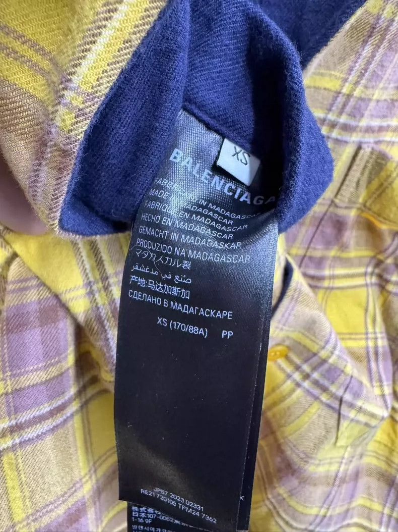 Balenciaga Balenciaga Double-Sided Flannel Shirt Yellow Blue Size US XS / EU 42 / 0 - 5 Thumbnail