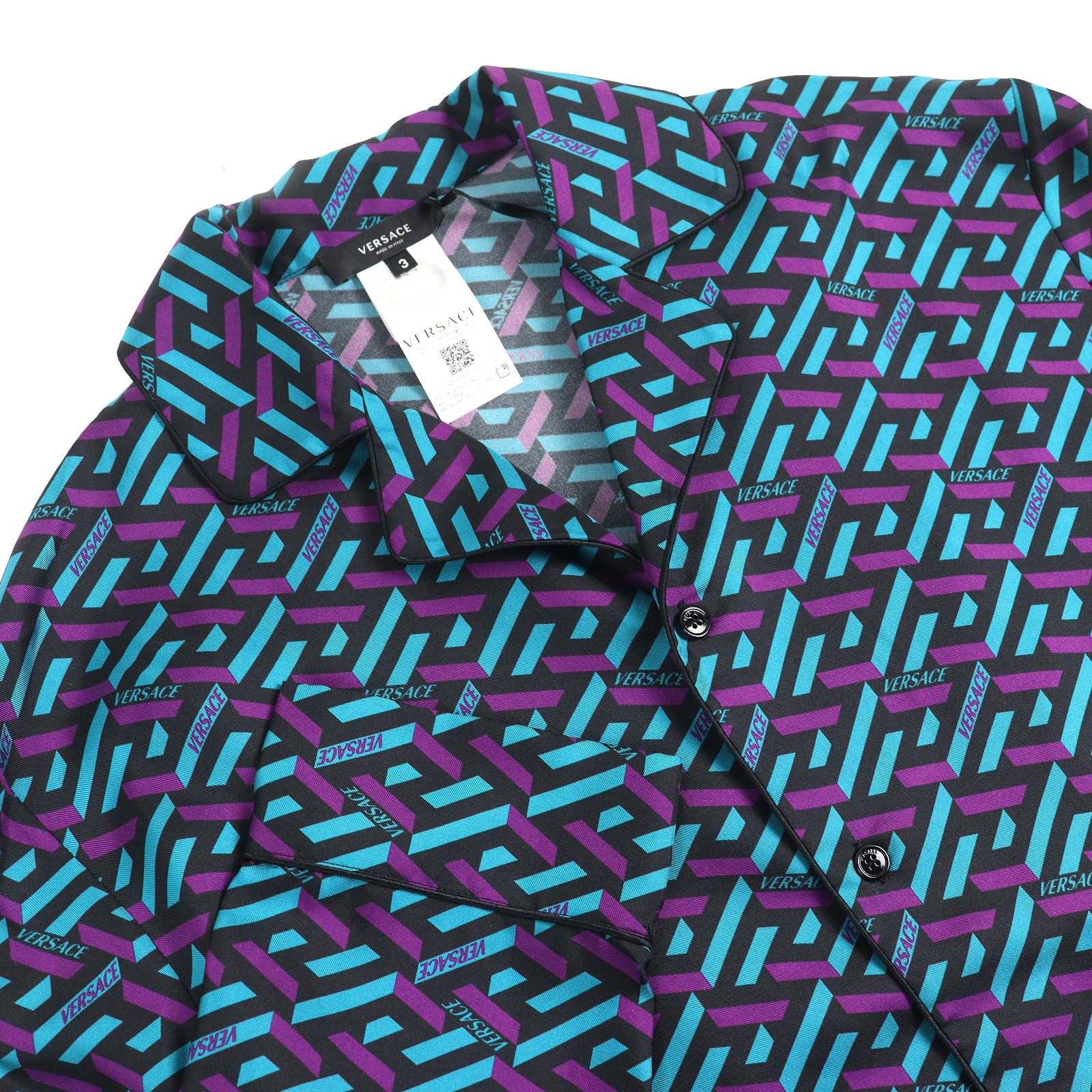 Versace Versace Versace La Greca Silk Shirt Others Lounge & Sleepwear 1005376 1A02923 DUTY FREE for USA Size ONE SIZE - 3 Thumbnail