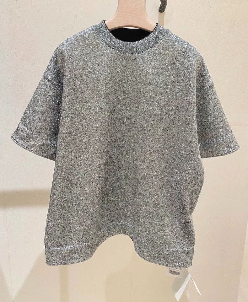 Jil Sander Silver Glitter Short Sleeve Sweatshirt Size US M / EU 48-50 / 2 - 2 Thumbnail