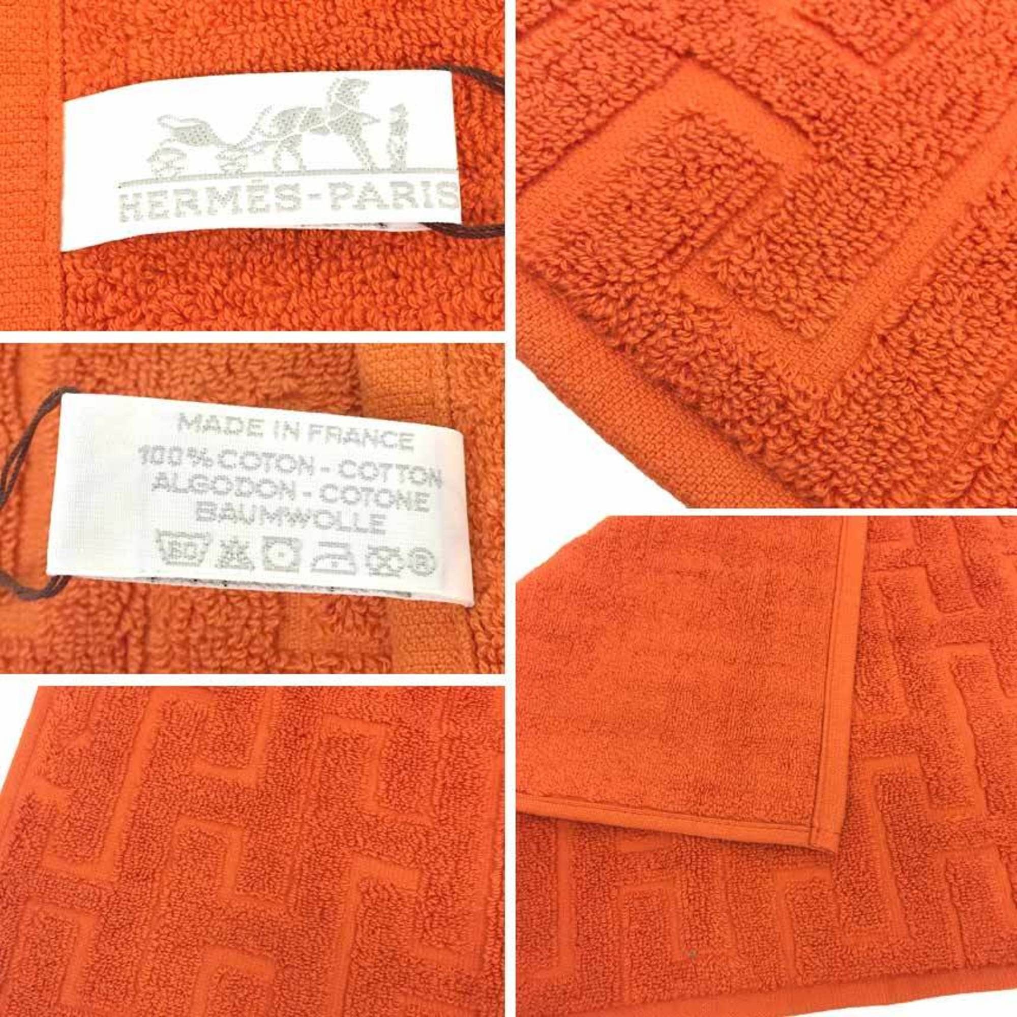 Hermes Hermes Carre Towel Stairs Hand Handkerchief 100% Cotton Orange H Men's Women's Size ONE SIZE - 3 Thumbnail
