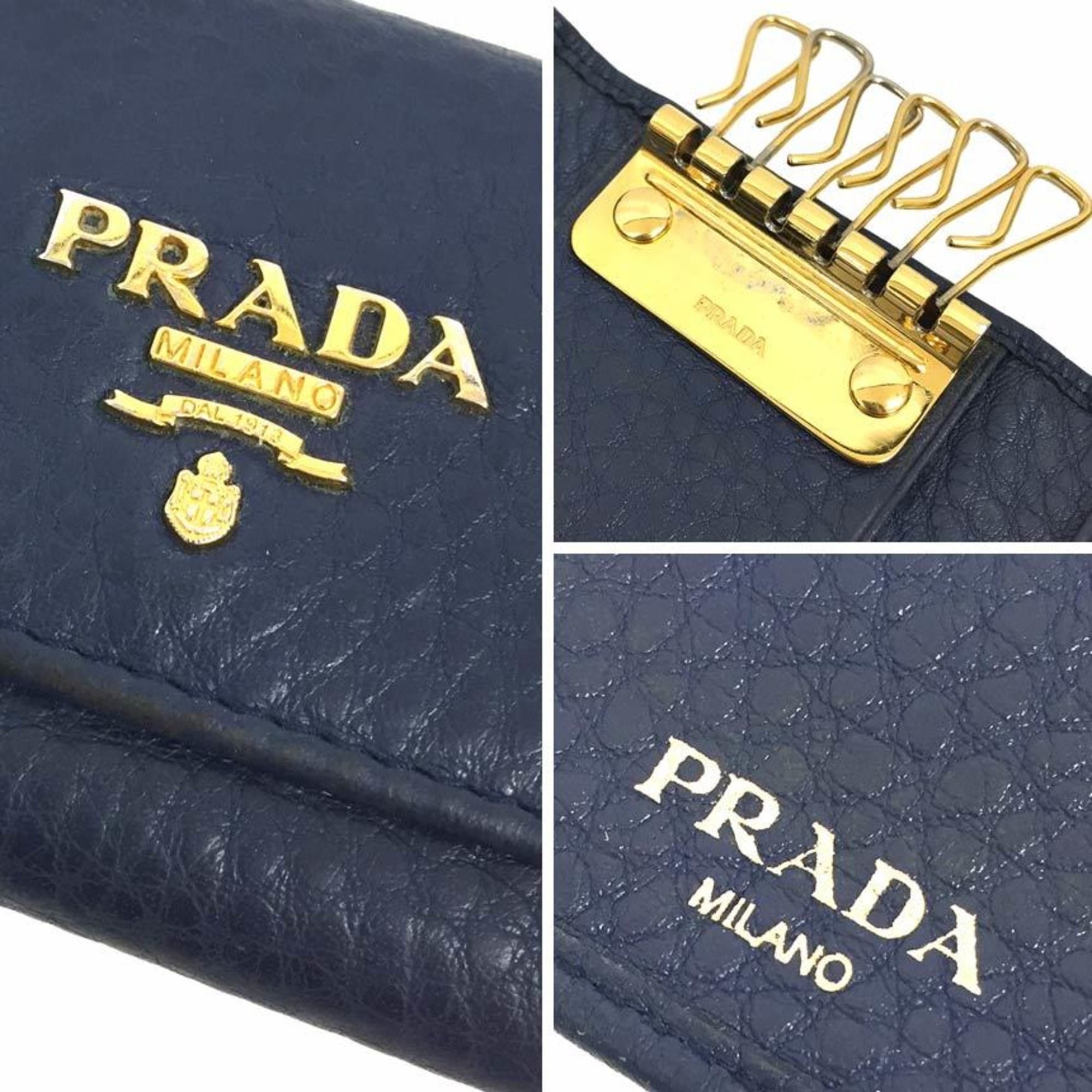 Prada Prada Key Case 1PG222 VITELLO GRAIN INCHIOSTRO Navy Size ONE SIZE - 3 Thumbnail