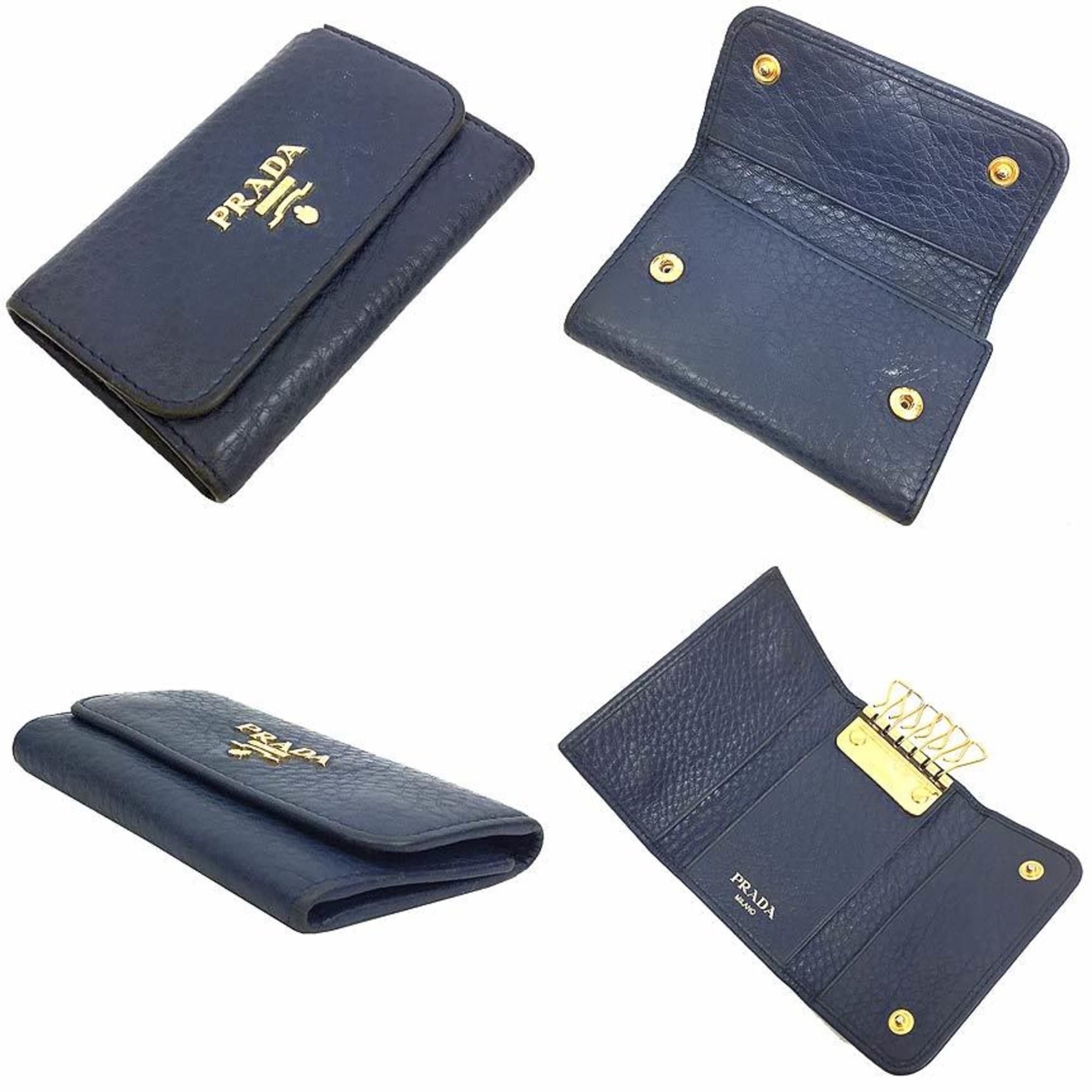 Prada Prada Key Case 1PG222 VITELLO GRAIN INCHIOSTRO Navy Size ONE SIZE - 2 Thumbnail