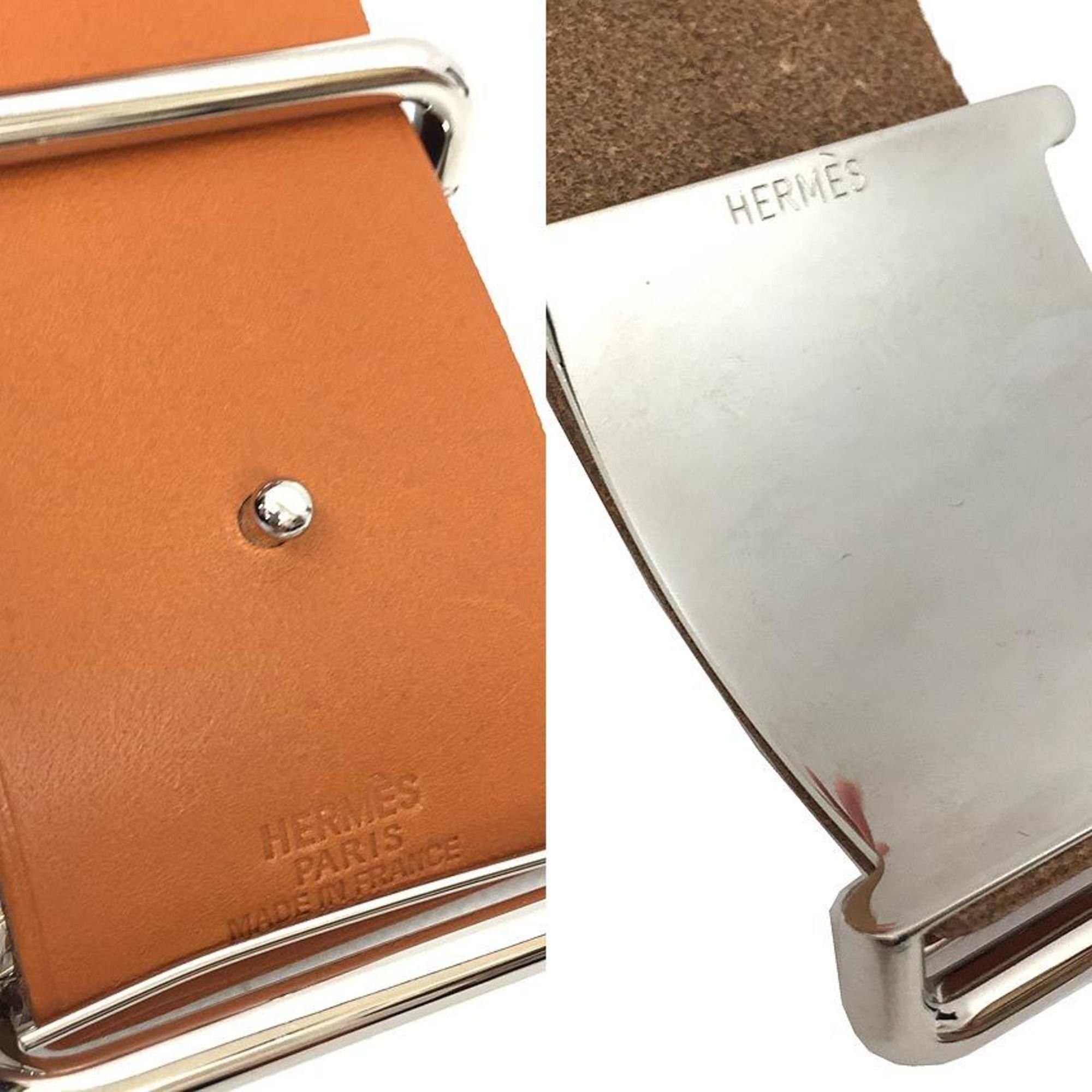 Hermes Hermes API GM Bracelet Bangle Leather Camel Brown Silver Hardware Men's Women's Unisex Size ONE SIZE - 3 Thumbnail