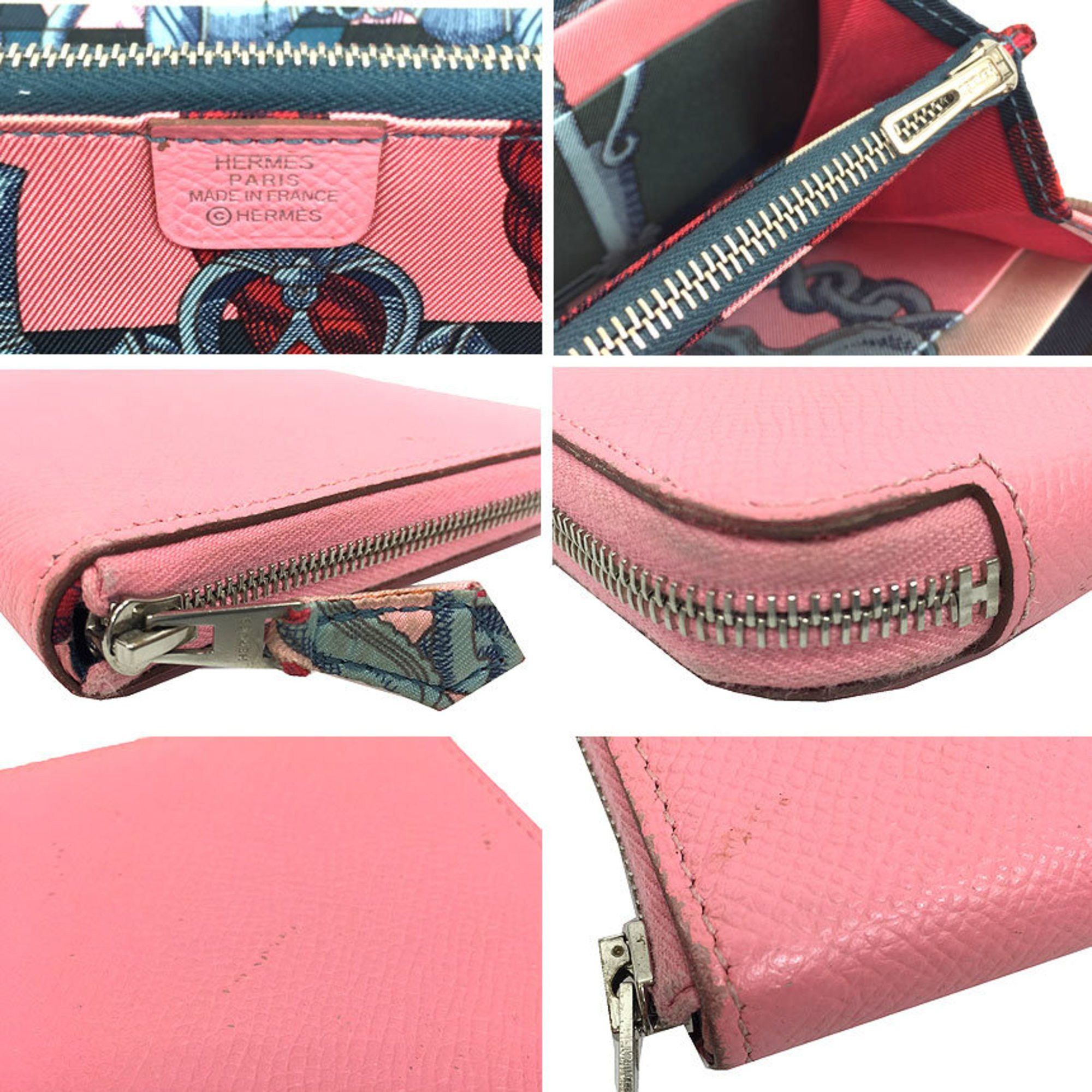 Hermes HERMES Azap Silk In Wallet Long Round Della Cavalleria 069645CKAB PORTEFEILLE SILK IN CLASSIQUE VEAU EPSON Pink ROSE CONFETTI Hermes Size ONE SIZE - 3 Thumbnail