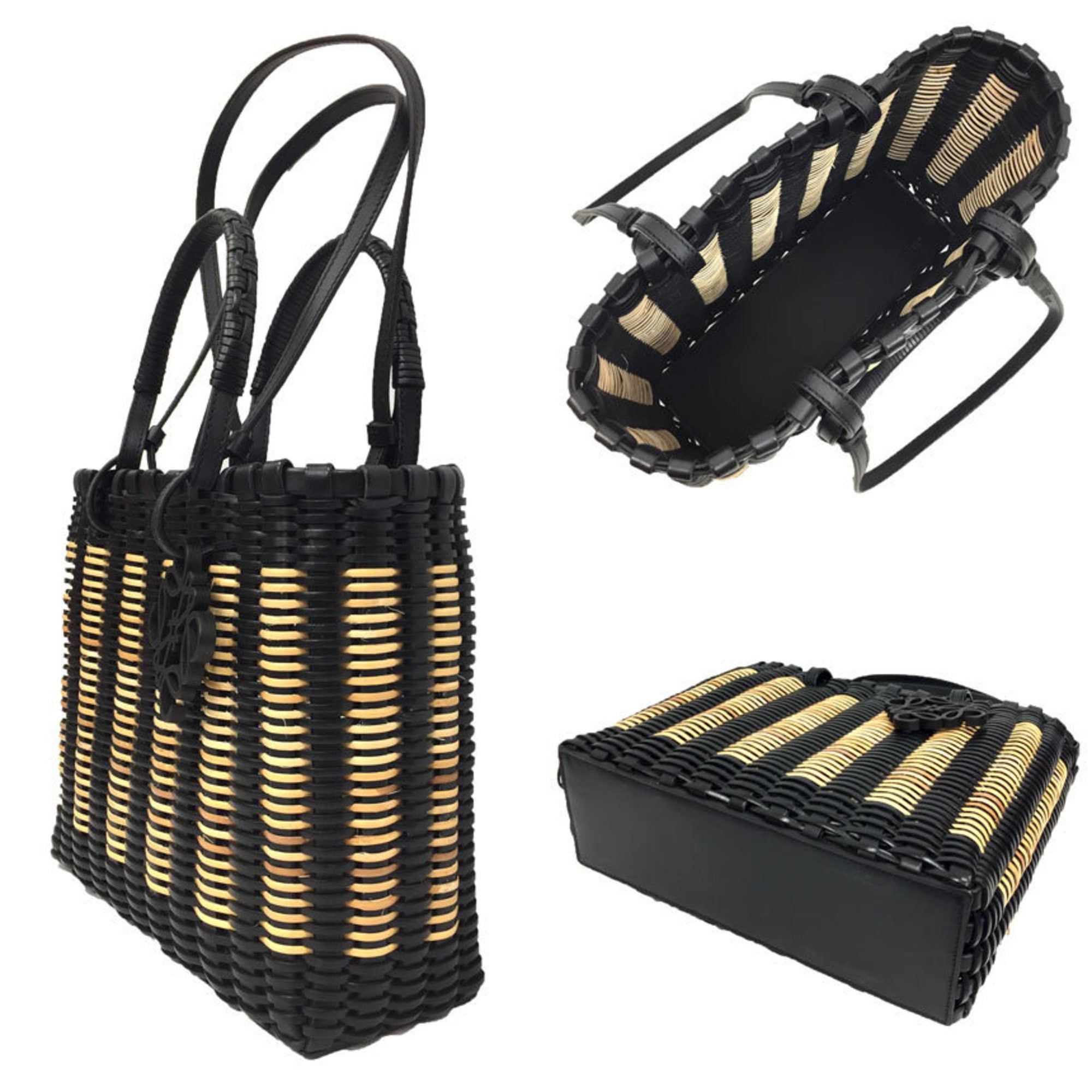 Loewe LOEWE Square Rattan Bag Natural x Black Leather Women's Size ONE SIZE - 2 Thumbnail