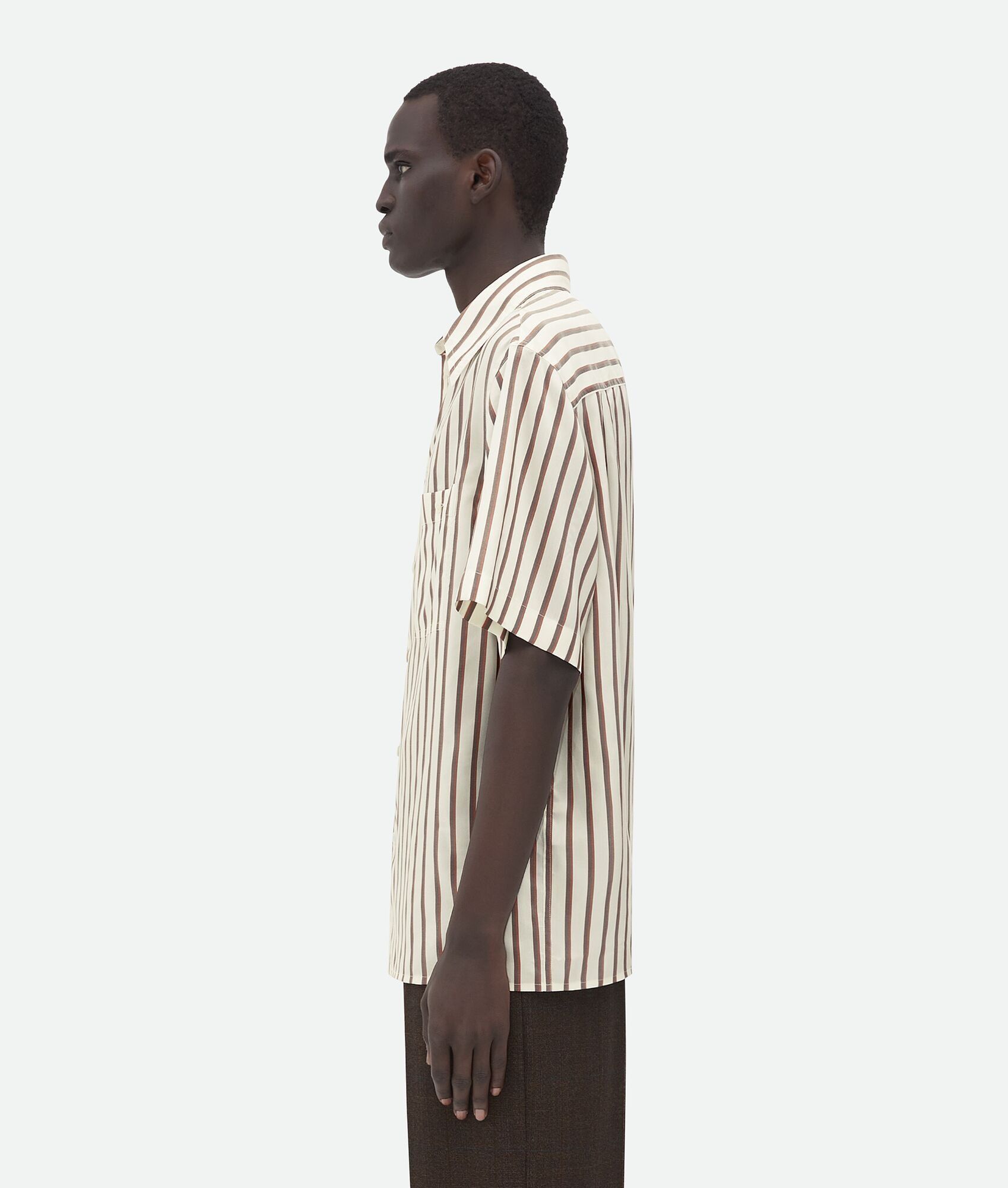 Bottega Veneta short-sleeved silk bicolor striped shirt Size US L / EU 52-54 / 3 - 2 Thumbnail
