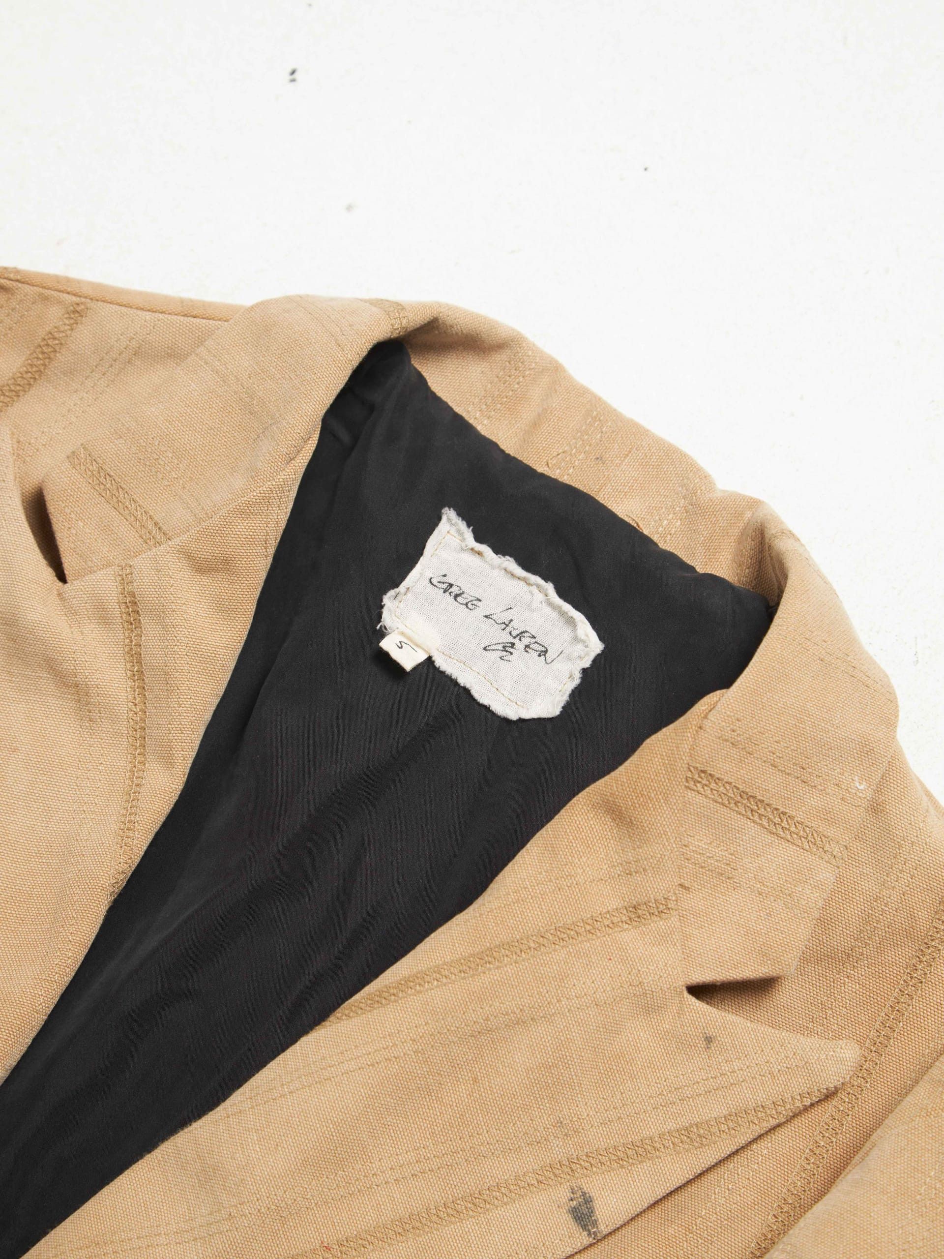 Greg Lauren Mustard Work Canvas Pinstripe Blazer Jacket Size US XXL / EU 58 / 5 - 3 Thumbnail