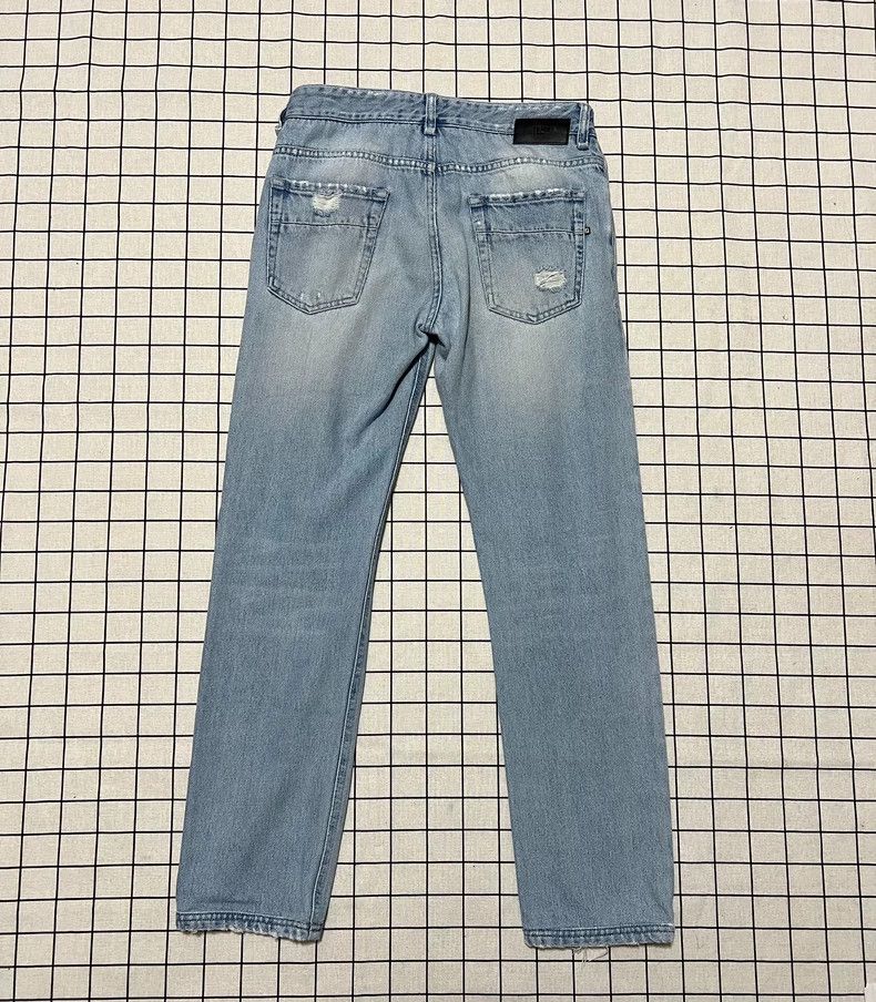 Fendi FENDI Blue Distressed Logo Denim Pants Size US 31 - 2 Thumbnail