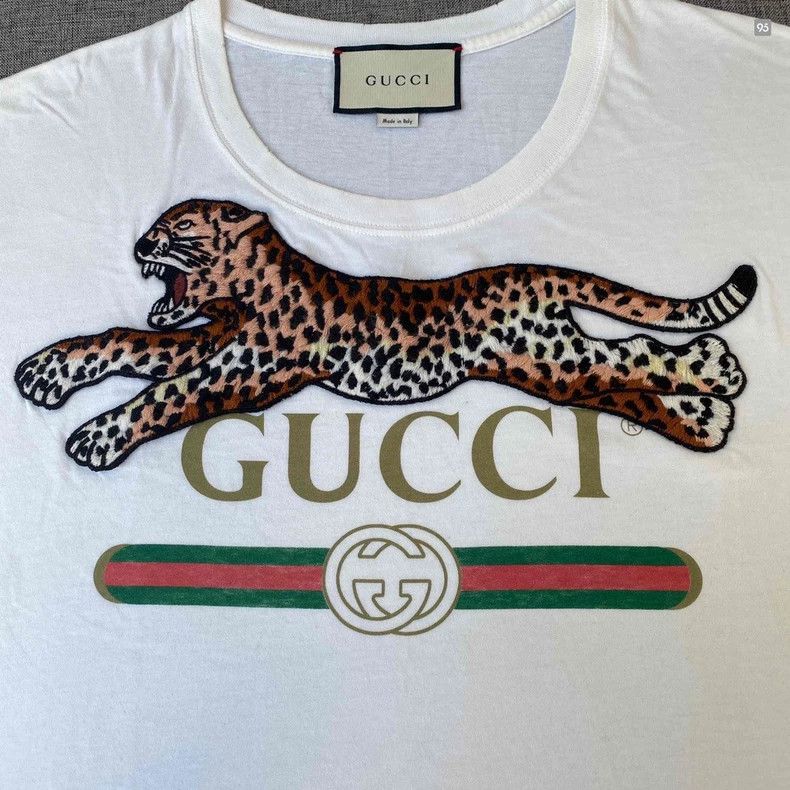 Gucci Gucci Leopard Embroidered Cotton T-shirt-yf Size US L / EU 52-54 / 3 - 6 Thumbnail