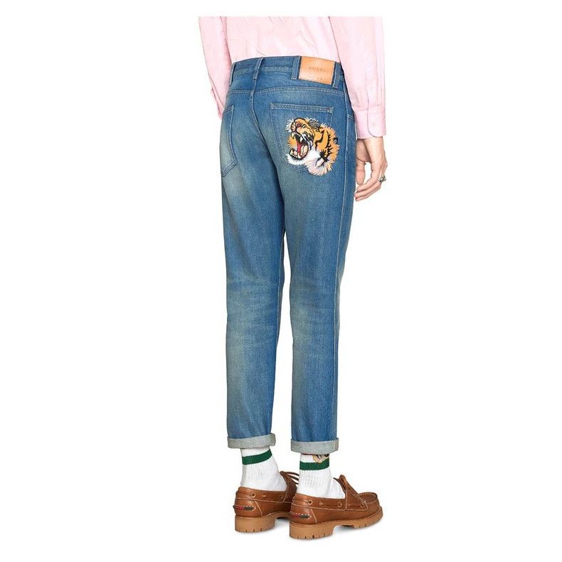 Gucci Gucci Embroidered Tiger Denim Pants Size 32-yf Size US 32 / EU 48 - 9 Thumbnail