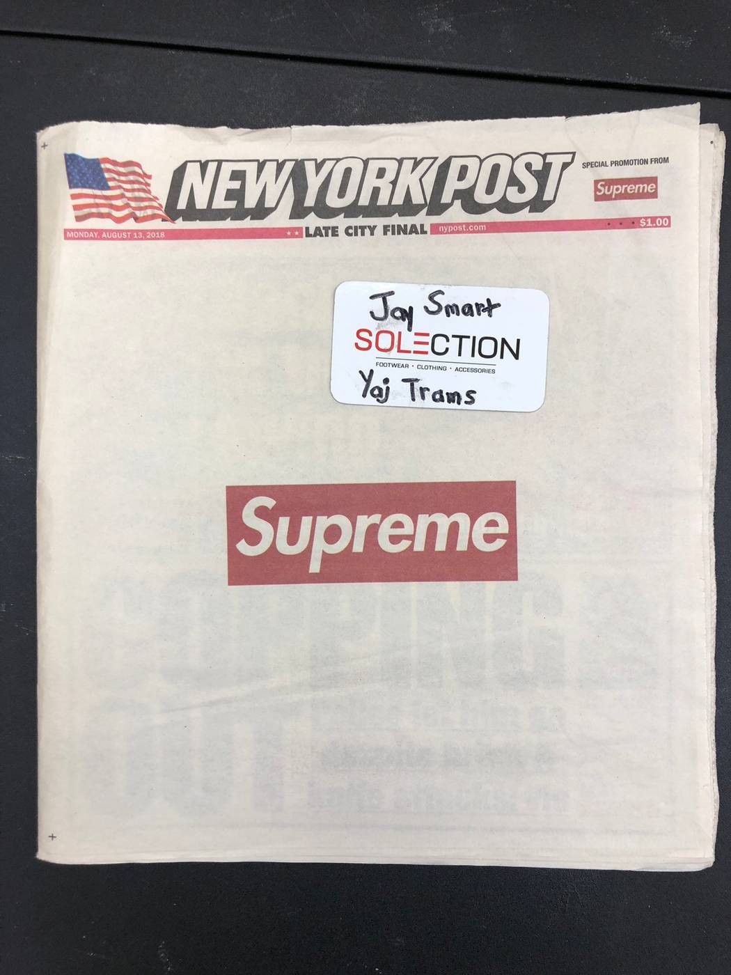 Supreme Supreme New York Post Newspaper Size ONE SIZE - 3 Thumbnail