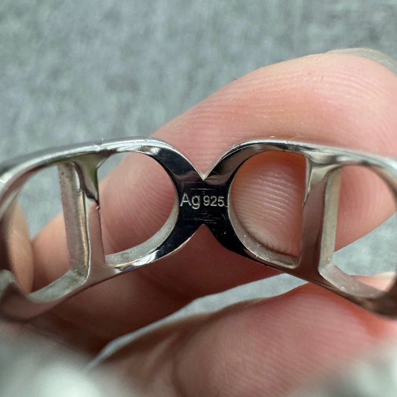 Dior Silver Hollow Ring Size M-yf