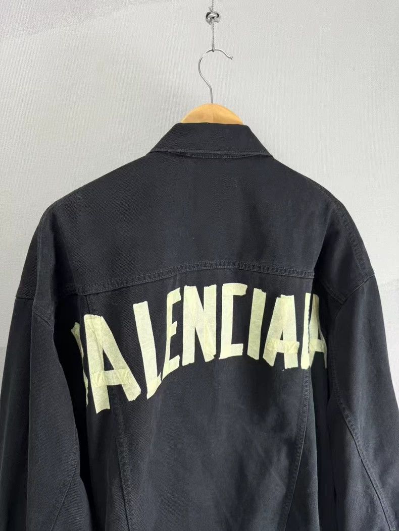 Balenciaga Balenciaga Black Denim Jacket with Tape Detail-yf Size US M / EU 48-50 / 2 - 3 Thumbnail