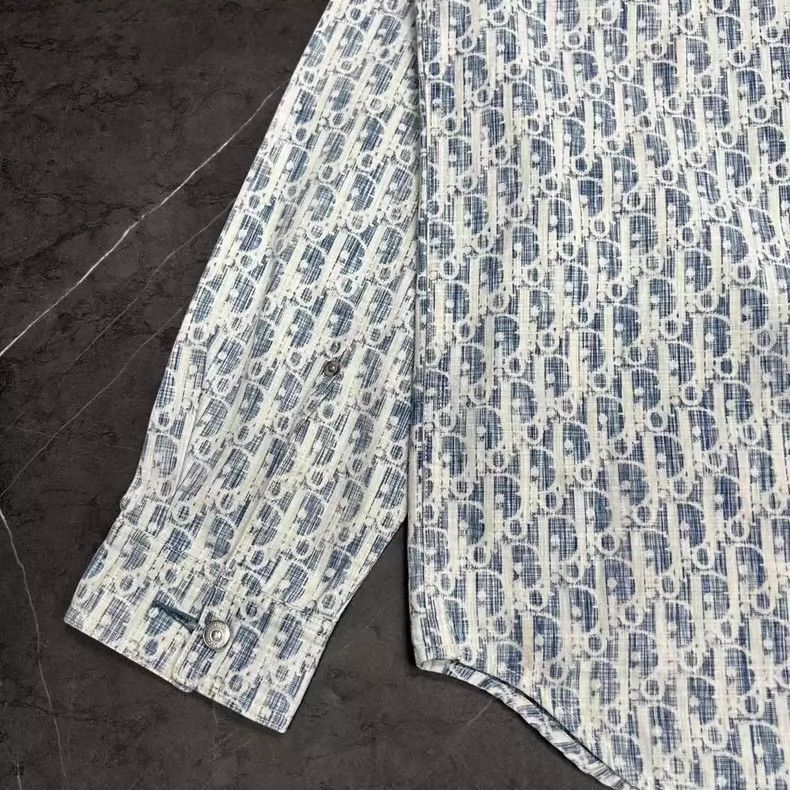 Dior DIOR Water-Washed Blue Denim Logo Shirt-yf Size US M / EU 48-50 / 2 - 6 Thumbnail