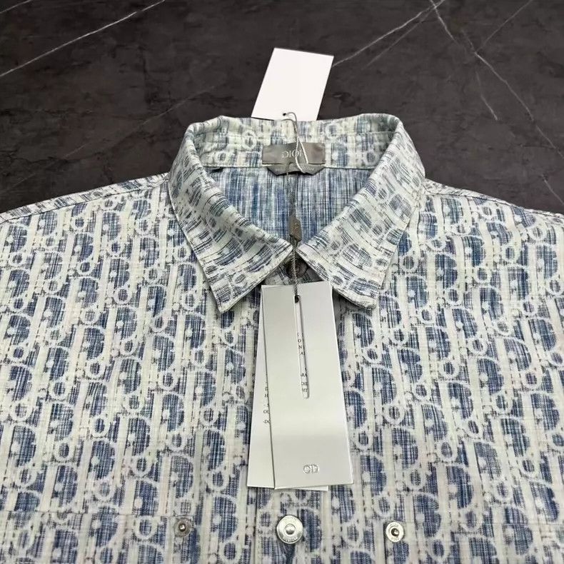 Dior DIOR Water-Washed Blue Denim Logo Shirt-yf Size US M / EU 48-50 / 2 - 3 Thumbnail