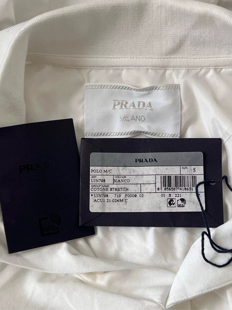 Prada PRADA SS22 White Logo Short Sleeve Polo Size S / US 4 / IT 40 - 3 Thumbnail