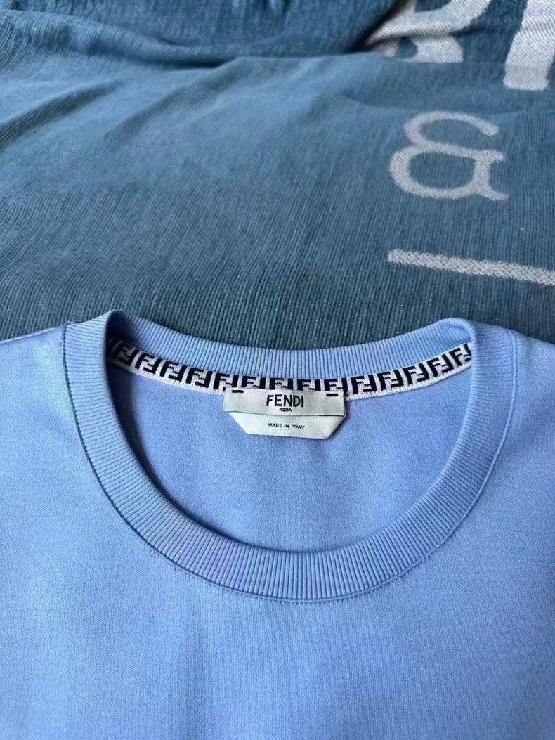 Fendi Fendi Blue Logo Short Sleeve T-Shirt Size XS / US 0-2 / IT 36-38 - 2 Thumbnail