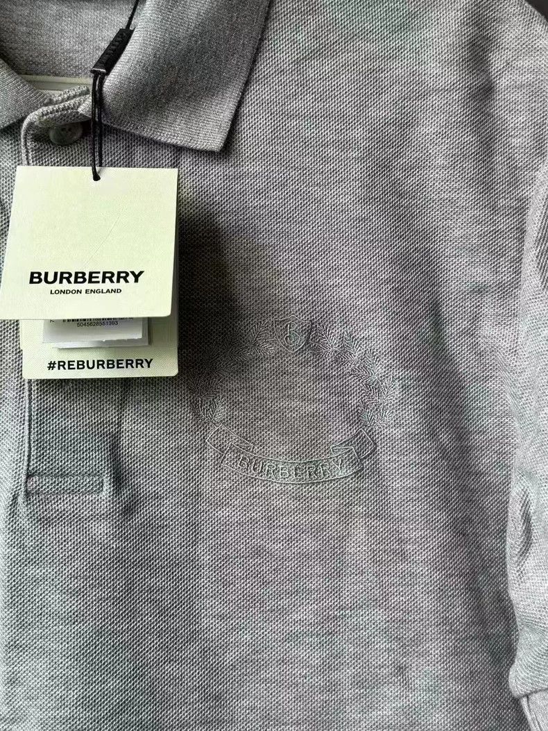Burberry Burberry Gray Wheat Embroidery Short Sleeve Polo Size L / US 10 / IT 46 - 4 Thumbnail