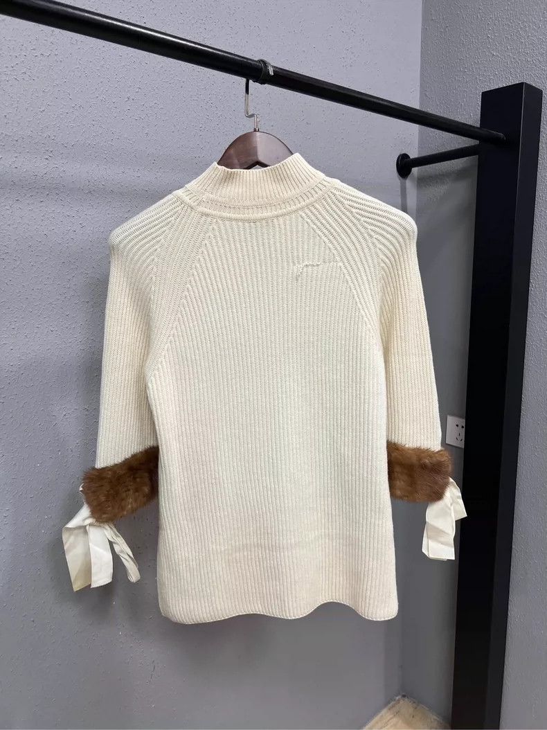 Fendi Fendi Cream Sweater with Mink Fur Sleeves Size M / US 6-8 / IT 42-44 - 2 Thumbnail