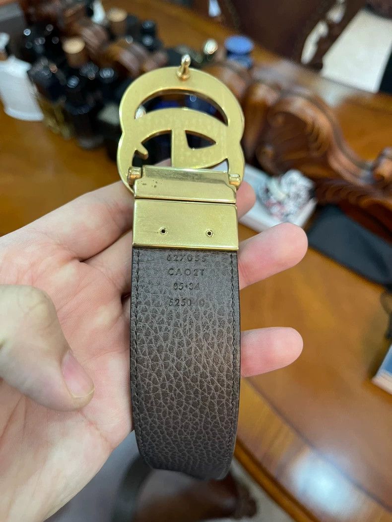 Gucci Gucci Reversible Belt with Gold Buckle Size ONE SIZE - 5 Thumbnail