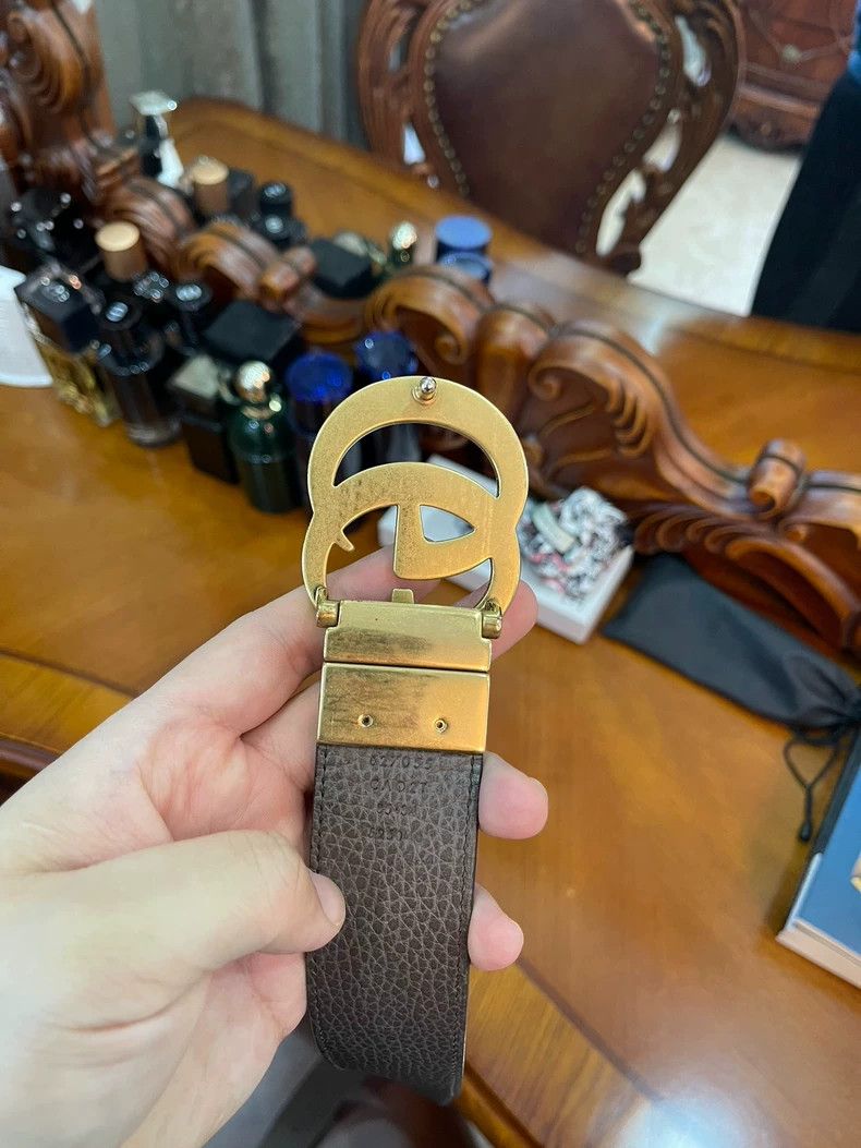 Gucci Gucci Reversible Belt with Gold Buckle Size ONE SIZE - 4 Thumbnail
