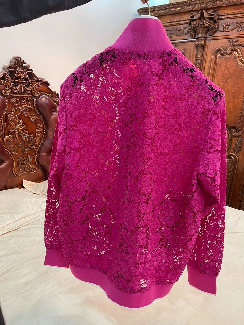 Valentino Pink Lace Jacket with Embroidery Design Size L / US 10 / IT 46 - 2 Thumbnail