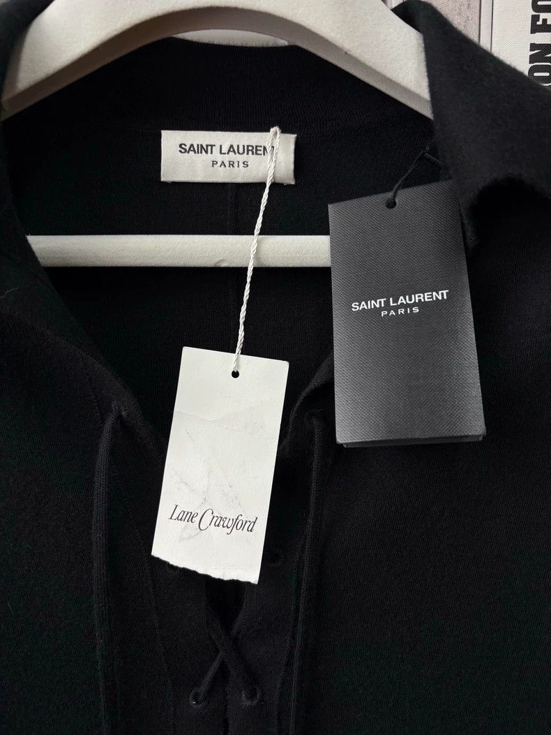 Saint Laurent Paris Black Knit Dress with Cross Ties by Saint Laurent Size M / US 6-8 / IT 42-44 - 2 Thumbnail