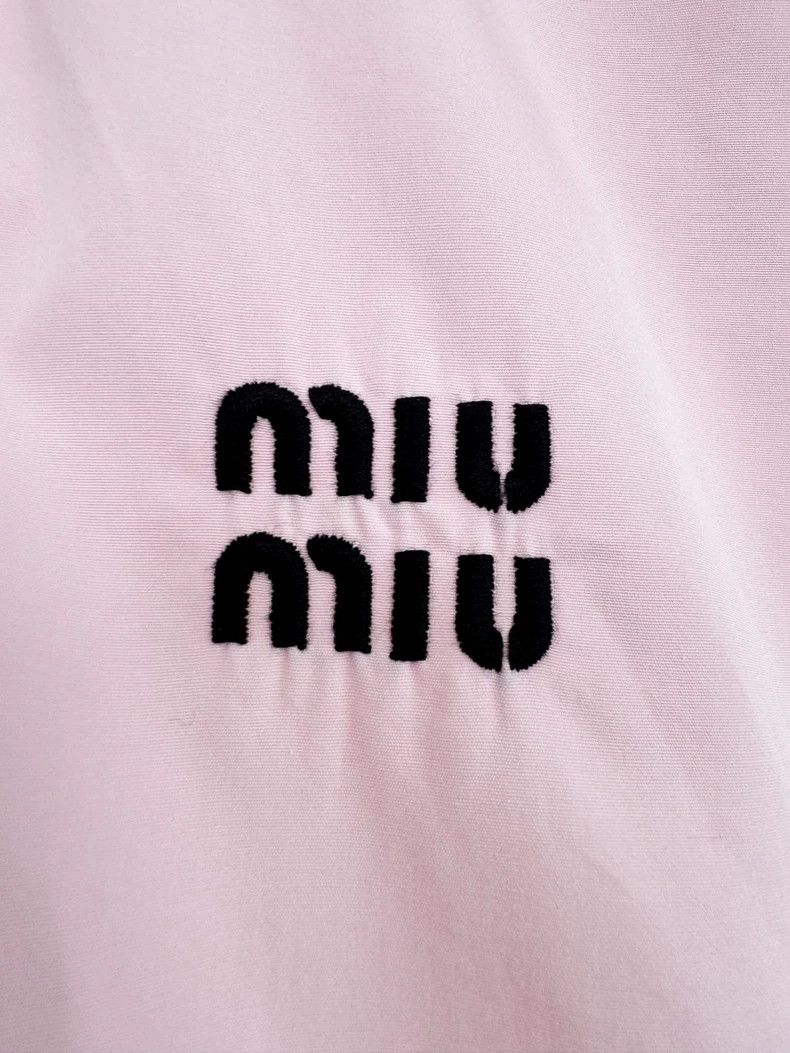 Prada Miumiu Pink Cropped Shirt with Logo Size S / US 4 / IT 40 - 3 Thumbnail