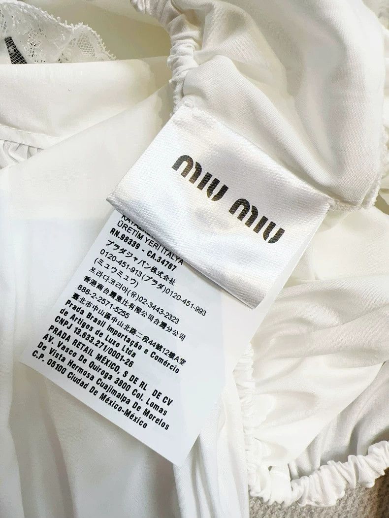 Miu Miu Miu Miu White Lace Collar High Waist Shirt Size M / US 6-8 / IT 42-44 - 5 Thumbnail