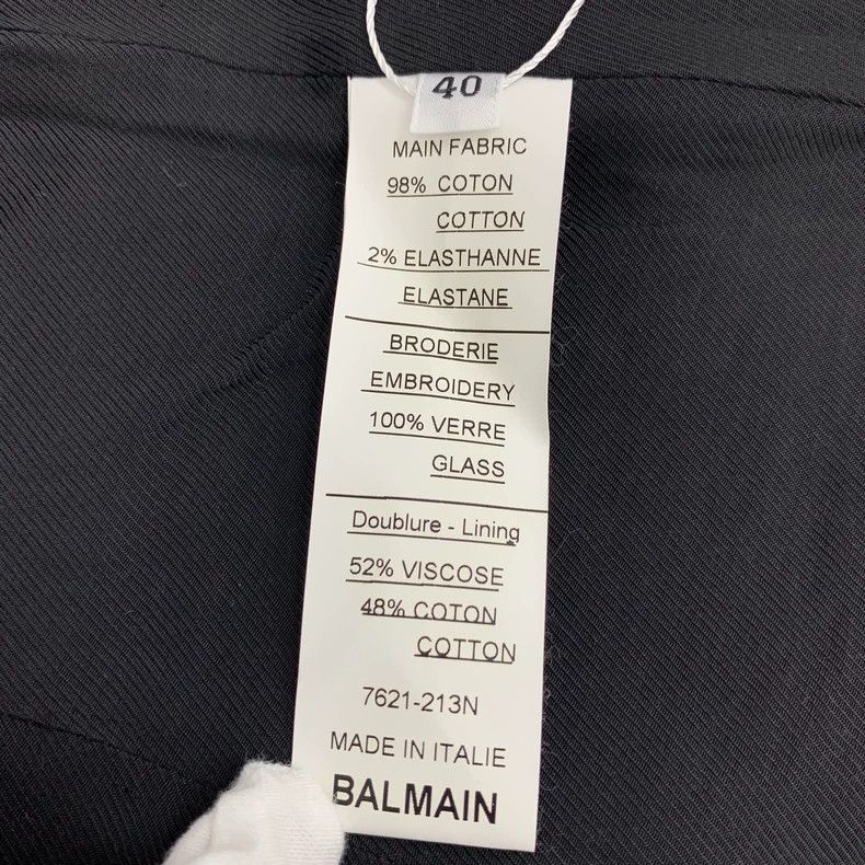 Balmain Balmain Black Checkered Cotton Blazer V-Neck Size M / US 6-8 / IT 42-44 - 6 Thumbnail