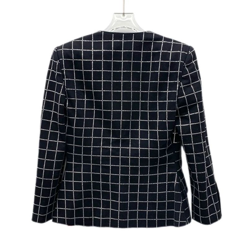 Balmain Balmain Black Checkered Cotton Blazer V-Neck Size M / US 6-8 / IT 42-44 - 2 Thumbnail