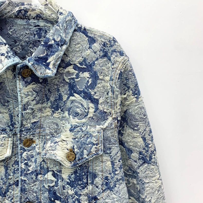 Louis Vuitton Louis Vuitton Blue Floral Denim Jacket Size L / US 10 / IT 46 - 3 Thumbnail