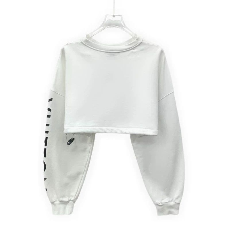 Louis Vuitton Louis Vuitton White Logo Cotton Crop Sweatshirt Size XS / US 0-2 / IT 36-38 - 2 Thumbnail